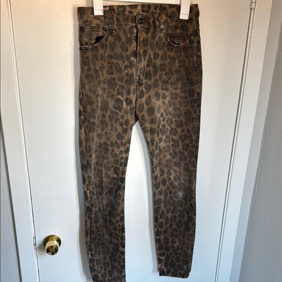 R13 High Rise Skinny Brown Leopard Pants Jeans - Picture 2 of 6